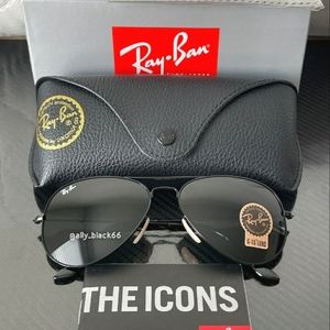 Ray-Ban Aviator Black Lenses - Black Frame RB3025 Standard and Large Size